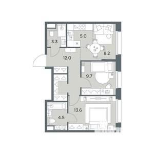 3-к квартира, вторичка, 56м2, 5/6 этаж