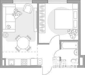 2-к квартира, вторичка, 41м2, 1/6 этаж