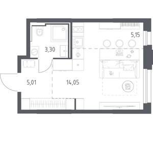 Студия квартира, вторичка, 28м2, 16/24 этаж