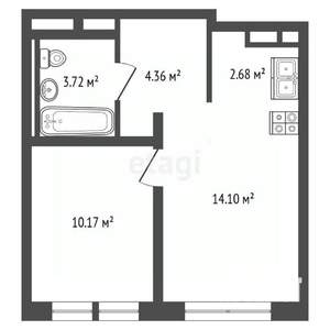 1-к квартира, сданный дом, 35м2, 11/17 этаж