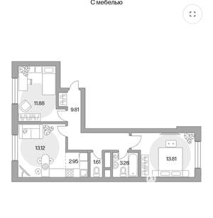 3-к квартира, вторичка, 56м2, 2/24 этаж