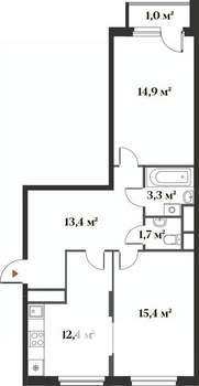 2-к квартира, вторичка, 62м2, 5/6 этаж