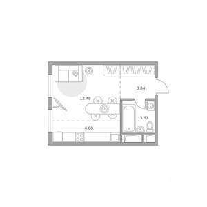 Студия квартира, вторичка, 25м2, 4/14 этаж