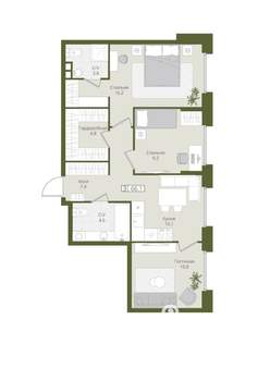 3-к квартира, вторичка, 66м2, 1/8 этаж