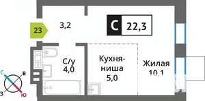 Студия квартира, вторичка, 22м2, 4/9 этаж