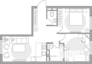 3-к квартира, строящийся дом, 54м2, 6/6 этаж