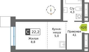 Студия квартира, вторичка, 22м2, 19/32 этаж