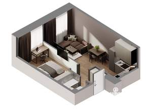 1-к квартира, строящийся дом, 42м2, 2/28 этаж
