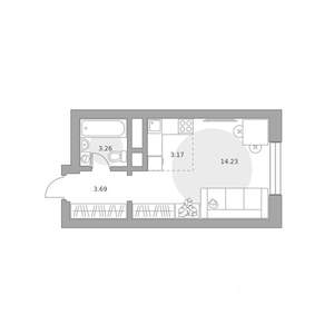 Студия квартира, вторичка, 24м2, 4/25 этаж