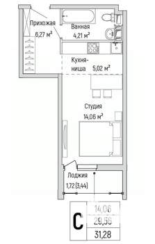 Студия квартира, вторичка, 31м2, 7/10 этаж