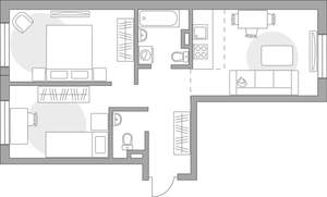 3-к квартира, строящийся дом, 54м2, 1/6 этаж