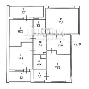 3-к квартира, вторичка, 107м2, 2/3 этаж