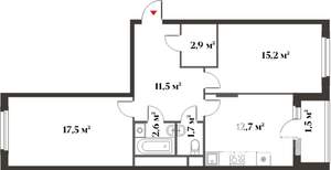 1-к квартира, вторичка, 42м2, 5/6 этаж