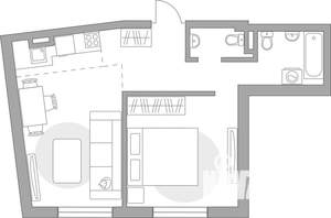 2-к квартира, вторичка, 45м2, 1/6 этаж