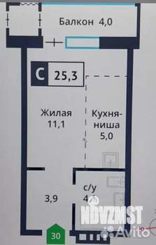 Студия квартира, вторичка, 25м2, 3/6 этаж