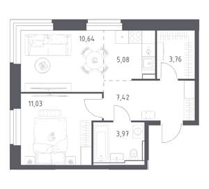 1-к квартира, вторичка, 42м2, 4/24 этаж