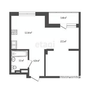 1-к квартира, вторичка, 38м2, 2/8 этаж
