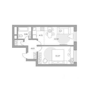 2-к квартира, вторичка, 42м2, 14/25 этаж