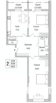 2-к квартира, вторичка, 91м2, 2/9 этаж
