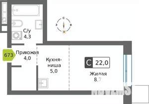 Студия квартира, вторичка, 22м2, 23/32 этаж