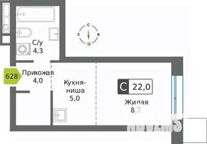 Студия квартира, вторичка, 22м2, 20/32 этаж