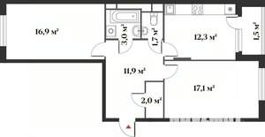 2-к квартира, вторичка, 66м2, 5/6 этаж