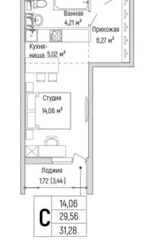 Студия квартира, вторичка, 31м2, 6/9 этаж