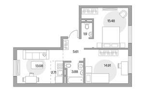 3-к квартира, строящийся дом, 58м2, 5/6 этаж