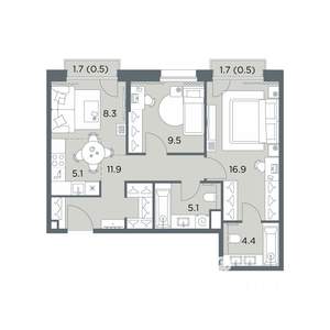3-к квартира, вторичка, 62м2, 4/6 этаж