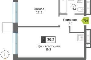 1-к квартира, вторичка, 39м2, 29/32 этаж