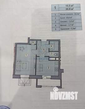 1-к квартира, вторичка, 37м2, 1/8 этаж