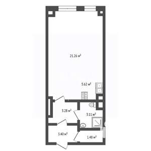 1-к квартира, вторичка, 38м2, 3/3 этаж