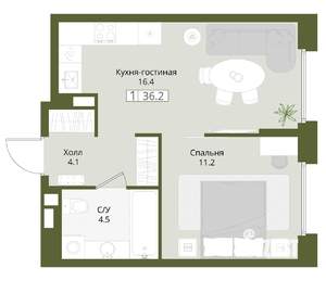 1-к квартира, вторичка, 36м2, 4/8 этаж