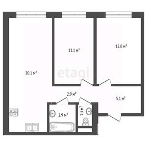 2-к квартира, вторичка, 55м2, 5/9 этаж