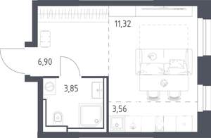 Студия квартира, строящийся дом, 26м2, 4/24 этаж