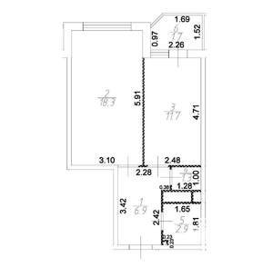 1-к квартира, вторичка, 41м2, 8/10 этаж