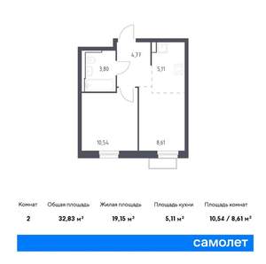 1-к квартира, вторичка, 33м2, 4/24 этаж