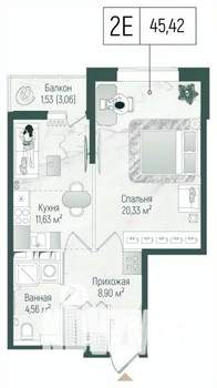 1-к квартира, вторичка, 47м2, 9/10 этаж