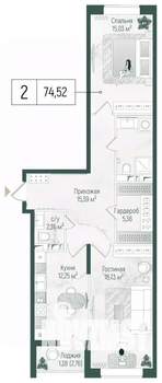 2-к квартира, вторичка, 76м2, 4/10 этаж