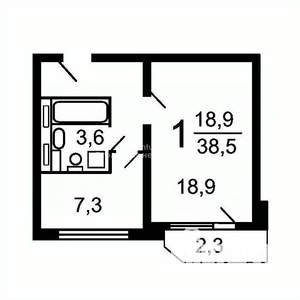 1-к квартира, вторичка, 36м2, 6/17 этаж