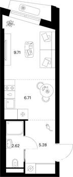 Студия квартира, вторичка, 24м2, 4/9 этаж