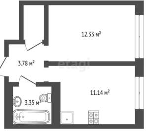 1-к квартира, вторичка, 33м2, 15/25 этаж
