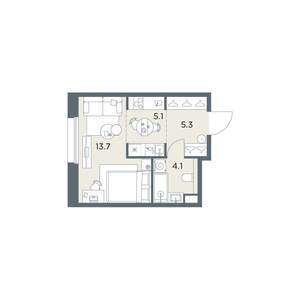 Студия квартира, вторичка, 28м2, 3/6 этаж