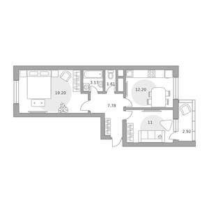 2-к квартира, вторичка, 58м2, 14/25 этаж