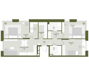 3-к квартира, вторичка, 82м2, 1/8 этаж