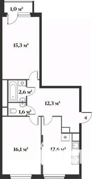 2-к квартира, вторичка, 62м2, 3/6 этаж