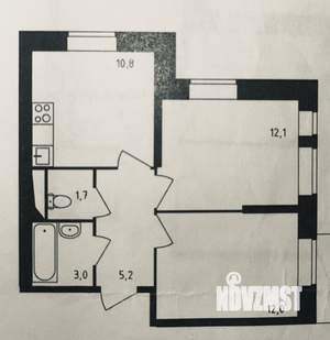 2-к квартира, вторичка, 46м2, 2/25 этаж
