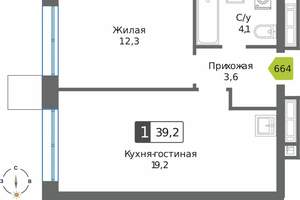 1-к квартира, вторичка, 39м2, 22/32 этаж