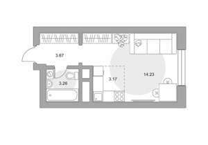 Студия квартира, строящийся дом, 24м2, 23/23 этаж