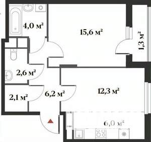 2-к квартира, вторичка, 47м2, 5/6 этаж